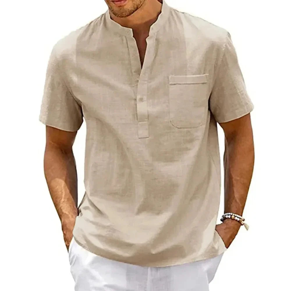 Camisa Manga Curta em Linho Masculina Sampaio®